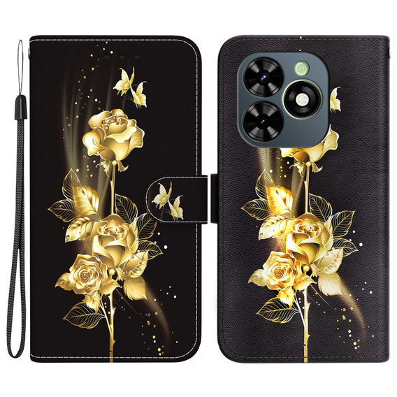 Flip case for Infinix Hot 40i, Wallet, Butterfly rose
