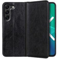 Case for Samsung Galaxy S22+ Plus 5G, Wallet Litchi Leather, black