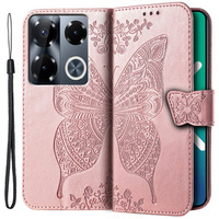 Flip case for Infinix Note 40 Pro Plus, Butterfly, pink rose gold
