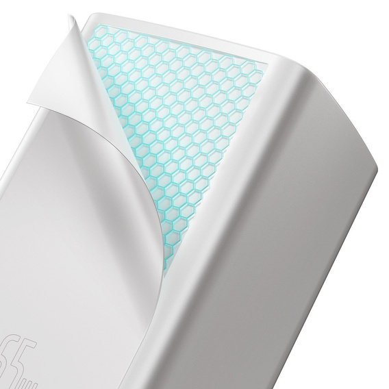 Baseus GaN2 Lite 65 W USB-C + USB-A mains charger, white (EU)