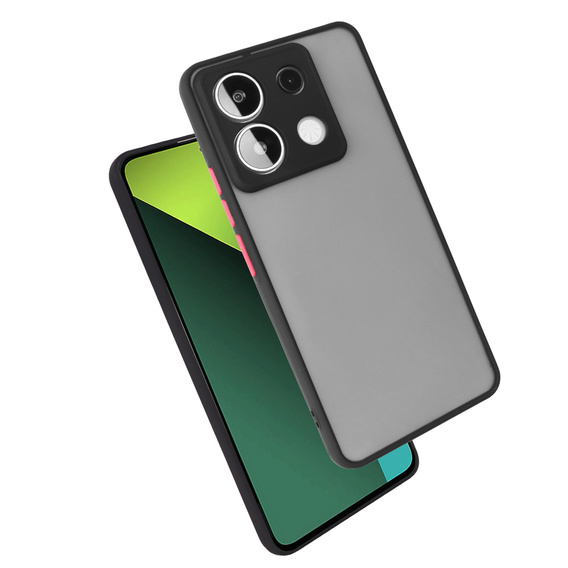 Silicone case for Xiaomi Redmi Note 13 Pro 5G, with camera protection, transparent / black + Tempered Glass 9H