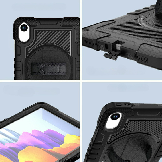 Armoured case for Xiaomi Redmi Pad 2, with stand and shoulder strap – black