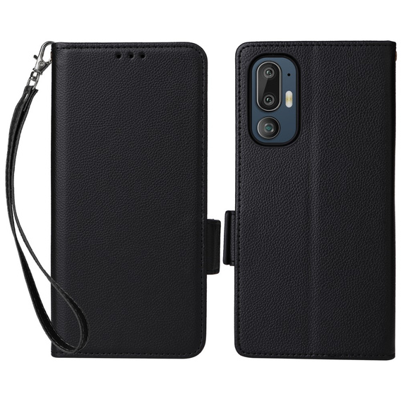 Case for HTC U24 Pro 5G, Wallet Litchi Leather, black