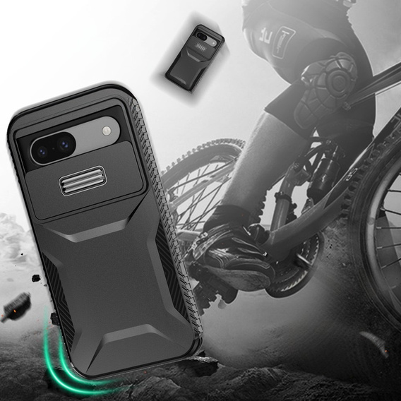 Case for Google Pixel 8a, Slide Lens Lid, black