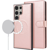 Flap case for Samsung Galaxy S23 Ultra, Wallet, for MagSafe, pink rose gold