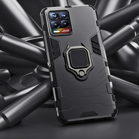 Case for Realme 8 / 8 Pro, Kickstand Ring, black