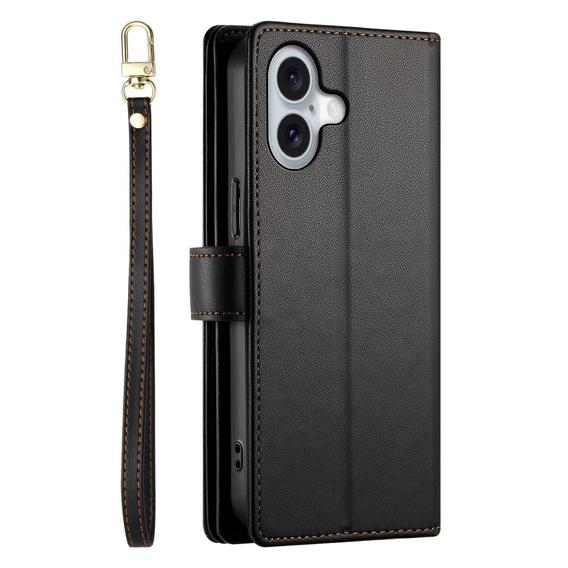 Flip case for iPhone 16 Plus, Wallet Zipper Pocket, black