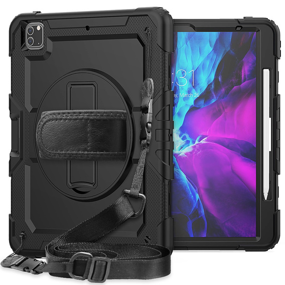 Armored Case for iPad Pro 12.9 2022 / 2021 / 2020 / 2018, protective 360 with stylus slot, black