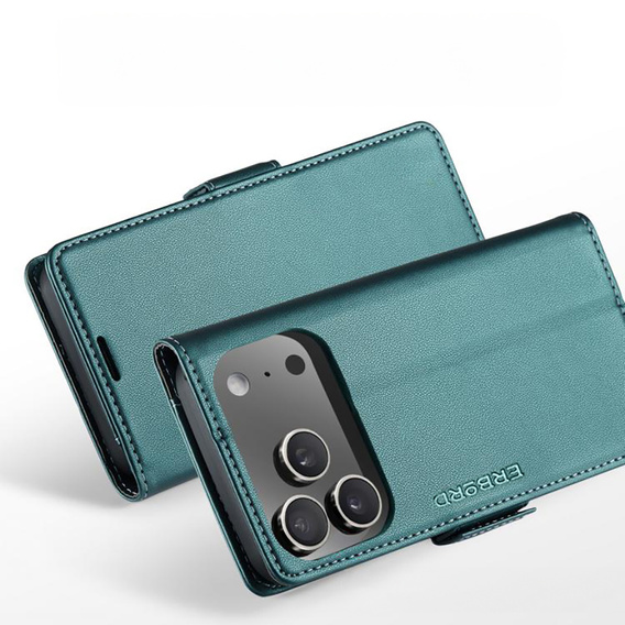 ERBORD Glossy Litchi - wallet case with flap for iPhone 17 Pro Max