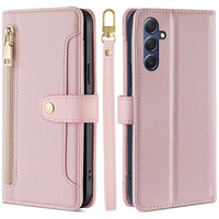 Flip case for Samsung Galaxy A16, Wallet Zipper Pocket, pink