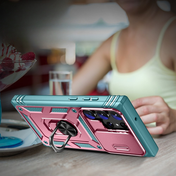 Case for Samsung Galaxy S23 Ultra, CamShield Slide, pink / green