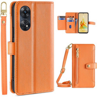 Flip case for Oppo Reno8 T 4G, Wallet Zipper Pocket, orange