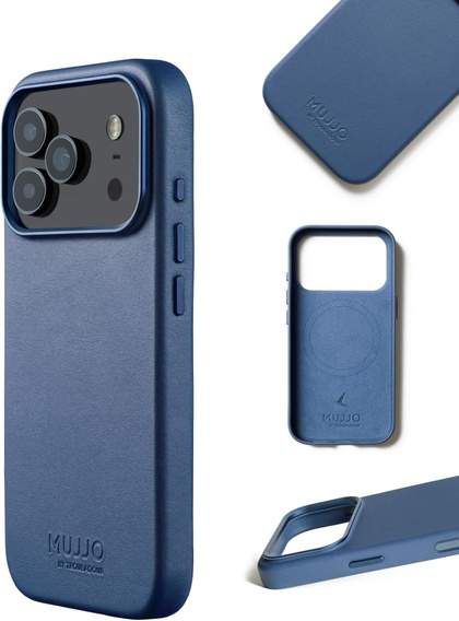 Mujjo Leather Case for iPhone 17 Pro Max, MagSafe, blue