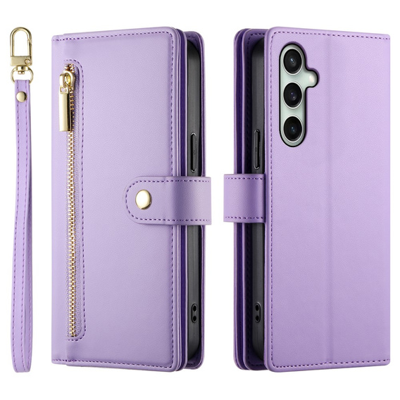 Flip case for Samsung Galaxy S24 FE, Wallet Zipper Pocket, purple