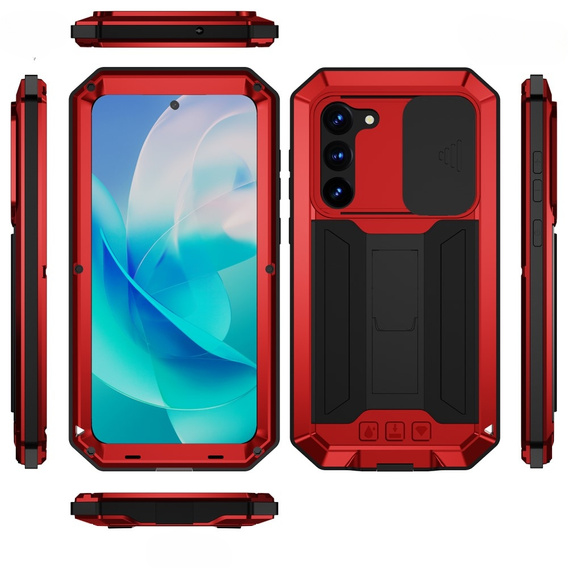 Armored case for Samsung Galaxy S23, R-JUST CamShield Slide, red / black