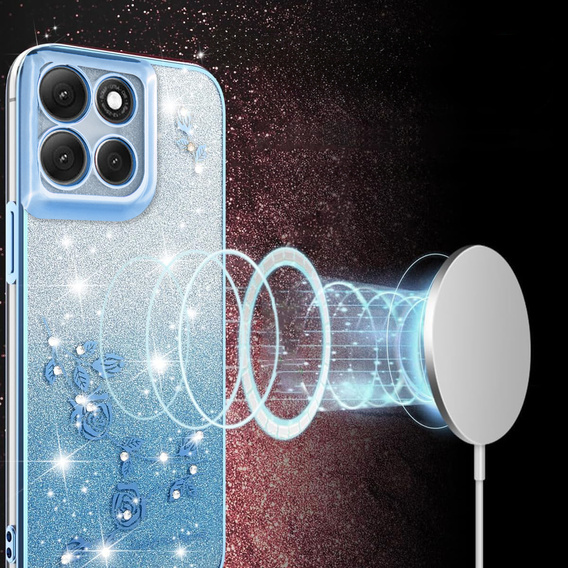 Case for Motorola Moto G56 5G, Glitter Flower, blue