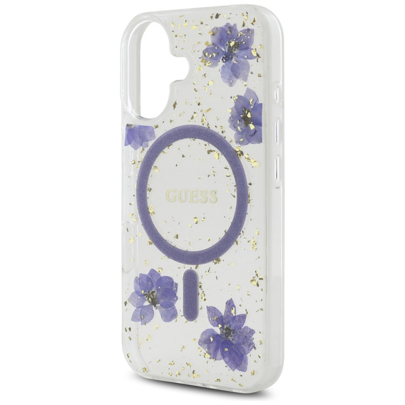 GUESS HC MagSafe Resin Flowers and Glitter Case for iPhone 16