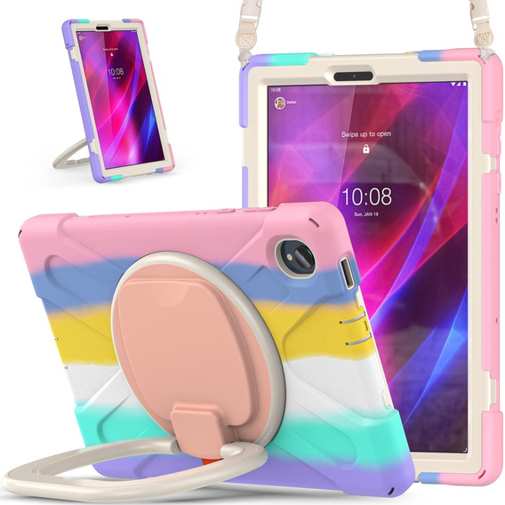Children's case for Lenovo Tab M10 Plus TB-X606F, armored with strap, multicolor