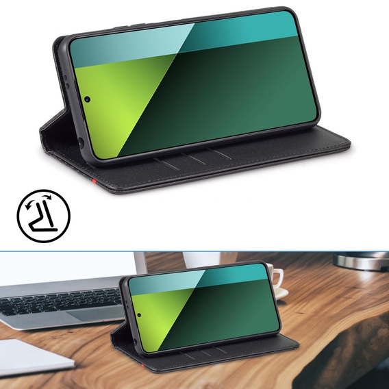 Flap case for Xiaomi Redmi Note 13 Pro 4G / Xiaomi Redmi Note 14S / Xiaomi Poco M6 Pro 4G, Carbon LC.IMEEKE, black