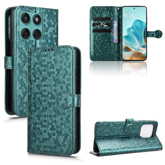 Flip case for Motorola Edge 60 / 60 Fusion, Wallet Rhombus, green