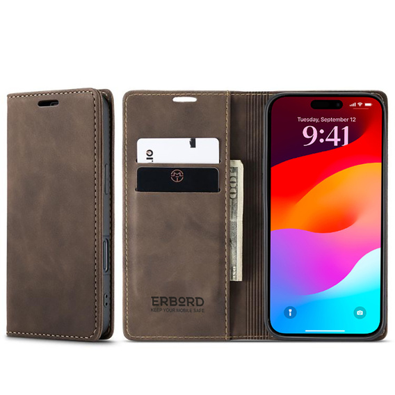 ERBORD Vintage wallet case with flap for iPhone 17 Pro Max