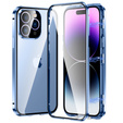 Case for iPhone 14 Pro, Magnetic Dual Glass, blue