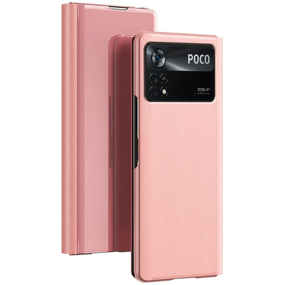 Case for Xiaomi Poco X4 Pro 5G, Clear View, pink rose gold