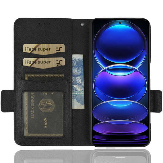 Flip case for Xiaomi Redmi Note 12 5G / POCO X5 5G, Wallet Litchi Magnet, black