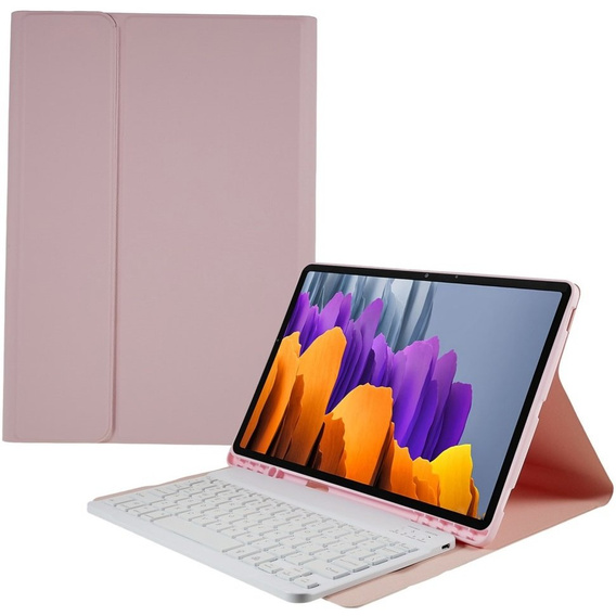 Case + keyboard Galaxy Tab S7+ Plus / S8+ Plus /S7 FE T730 T733, Pen Slot, pink rose gold