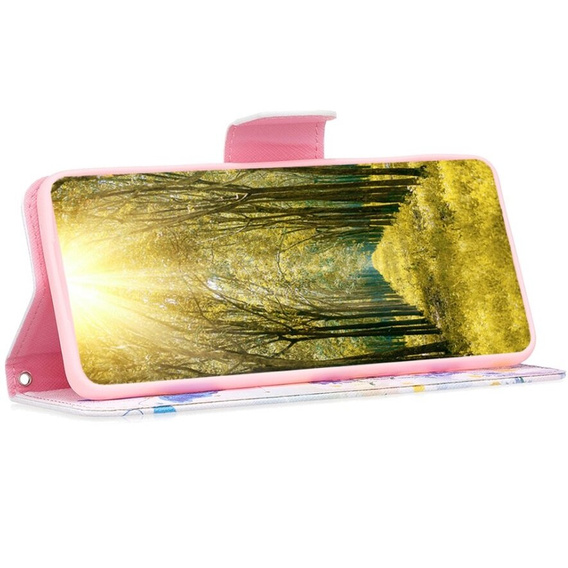 Flip case for Samsung Galaxy A55 5G, Wallet, Butterfly & Flowers, white