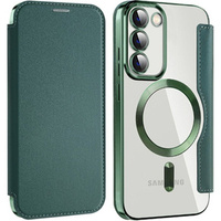 Flip case for Samsung Galaxy S23, Wallet, MagSafe, green