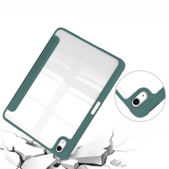 Case for iPad 10.9 2022 10 Gen, Smartcase Hybrid, with stylus space, dark green