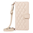 Flip case for Xiaomi Redmi Note 14 Pro 5G / Xiaomi Redmi Note 14 Pro+ 5G / Xiaomi Poco X7 5G, Rhombus Crossbody Leather, beige