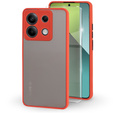 Silicone case for Xiaomi Redmi Note 13 Pro 5G, with camera protection, transparent / red + Tempered Glass 9H