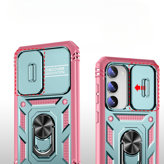 Case for Samsung Galaxy S23, CamShield Slide, green / pink