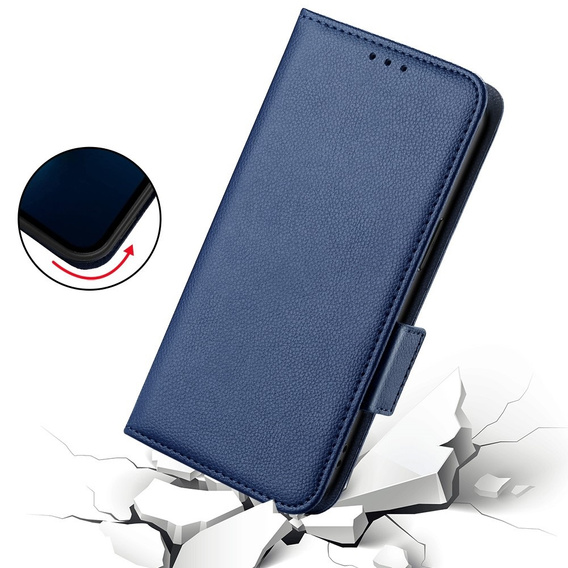 Flip case for Cat S75 5G, Wallet Litchi Magnet, dark blue