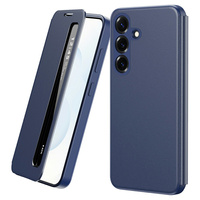 Smart View Window Leather Case for Samsung Galaxy S26 Plus, blue