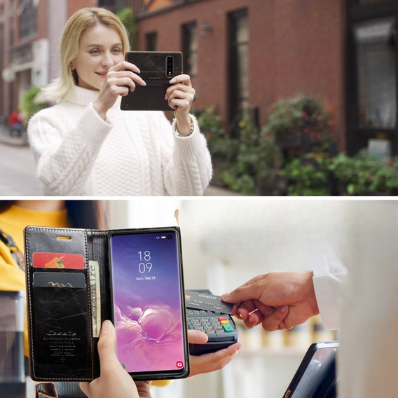 CASEME flip case for Samsung Galaxy S10+ Plus, Waxy Textucoffee, coffee