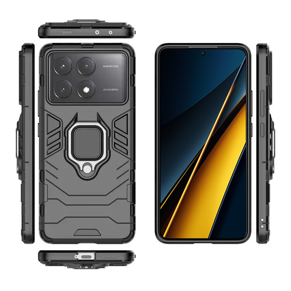 Case for Xiaomi Poco X6 Pro 5G, Kickstand Ring, black