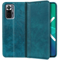 Case for Xiaomi Redmi Note 10 Pro, Wallet Litchi Leather, green