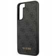 GUESS Case for Samsung Galaxy S23, 4G Metal Gold Logo, grey