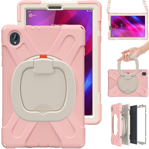 Children's case for Lenovo Tab M10 Plus TB-X606F, armored with strap, pink