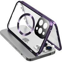 Magnetic Dual Glass MagSafe case for iPhone 15 Plus, purple