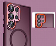 Case for Samsung Galaxy S25 Ultra, for MagSafe, ERBORD Matt Case, maroon + Screen Glass