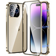 Case for iPhone 15 Pro, Magnetic Dual Glass, gold
