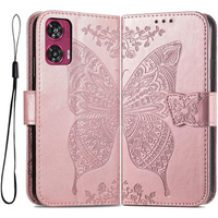 Flip case for Motorola Edge 50 Fusion 5G, Butterfly, pink rose gold