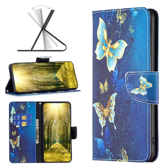 Flip case for Xiaomi Redmi Note 13 5G, Wallet, Butterflies blue