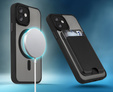 Case for iPhone 16 Plus, for MagSafe, ERBORD Matt Case, black + Screen Glass