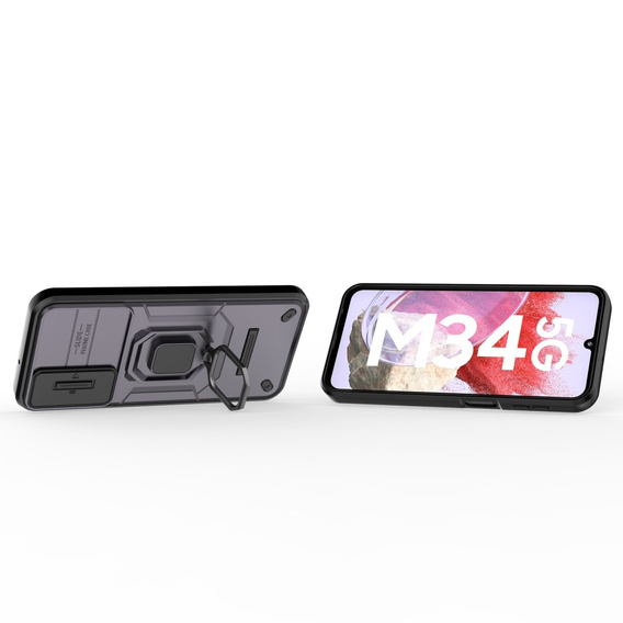 Case for Samsung Galaxy M34, KickStand Camera Lens, purple