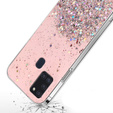Case for Samsung Galaxy A21S, Glittery, pink